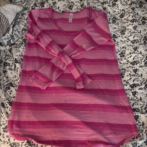 LuLaRoe Pink Ribbed 3/4 Sleeve Blouse